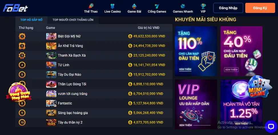 Hoàn Trả Thể Thao & Casino Win2888 Win